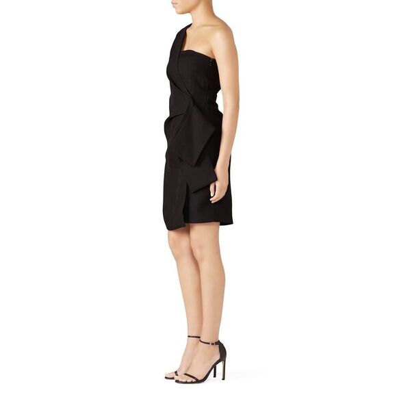 Victoria Victoria Beckham One Shoulder Dress Women's 4 Black Short Sheath - Picture 14 of 15